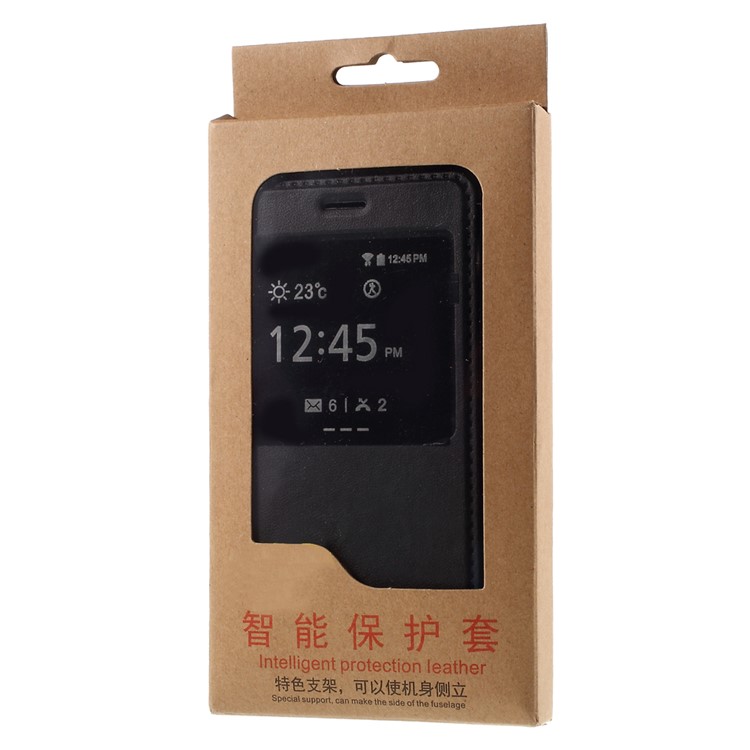 Window View Leather Stand Case for Huawei Honor 4A / Y6 - Black-9