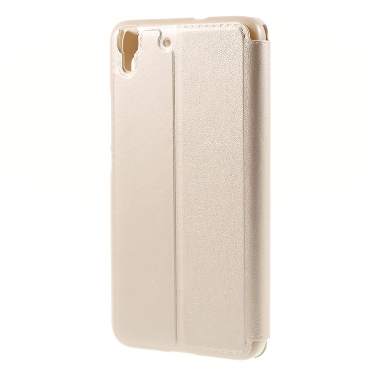 Window View Stand Leather Case for Huawei Honor 4A / Y6 - Champagne-2