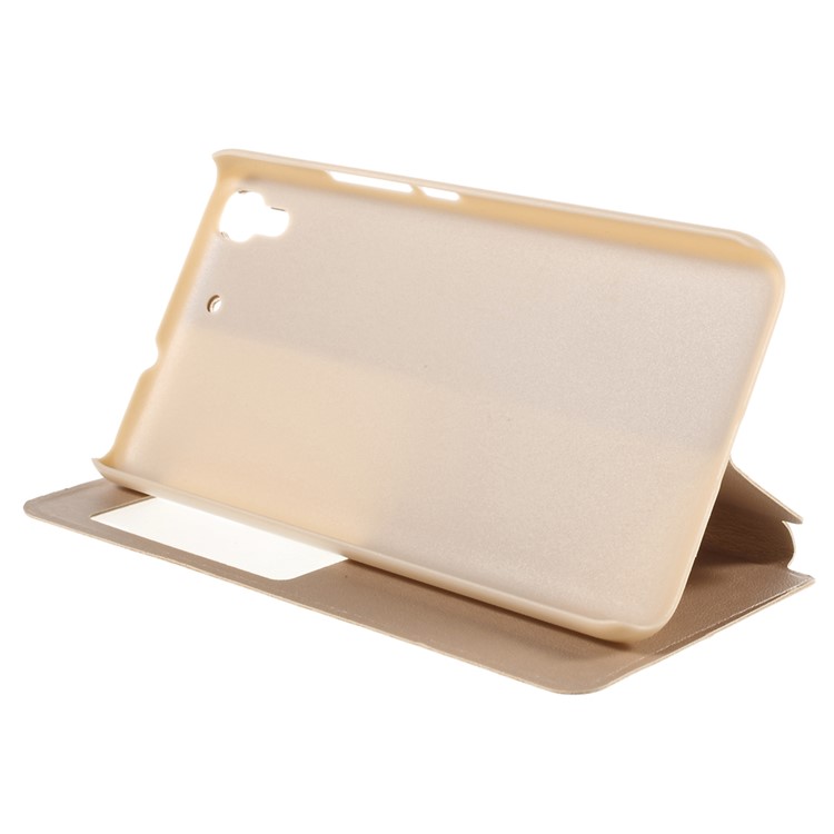 Window View Stand Leather Case for Huawei Honor 4A / Y6 - Champagne-4