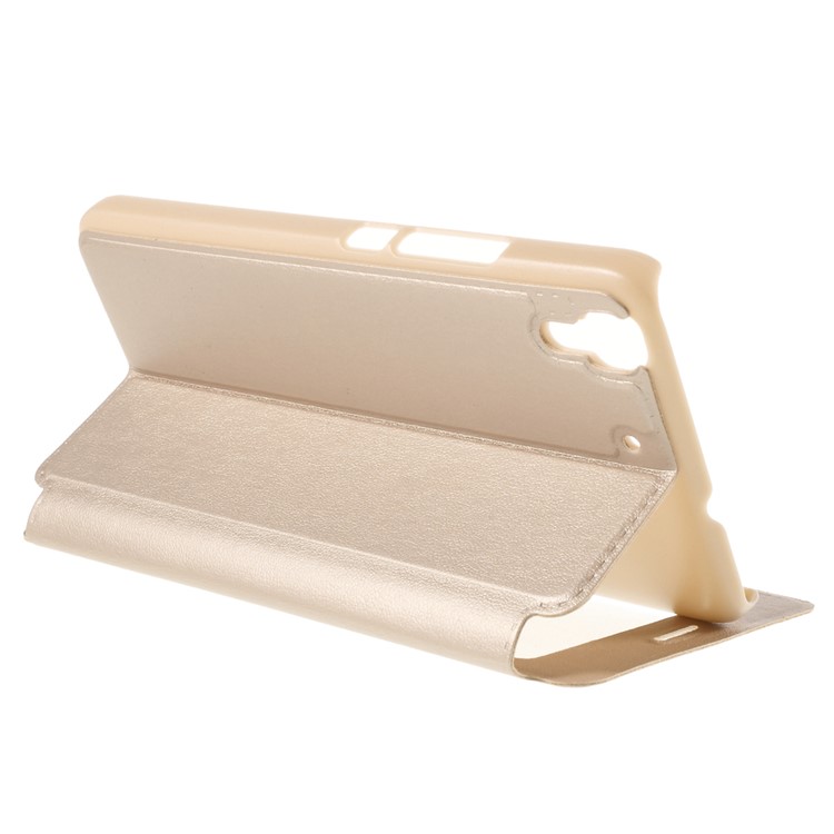 Window View Stand Leather Case for Huawei Honor 4A / Y6 - Champagne-5