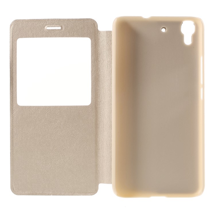 Window View Stand Leather Case for Huawei Honor 4A / Y6 - Champagne-6
