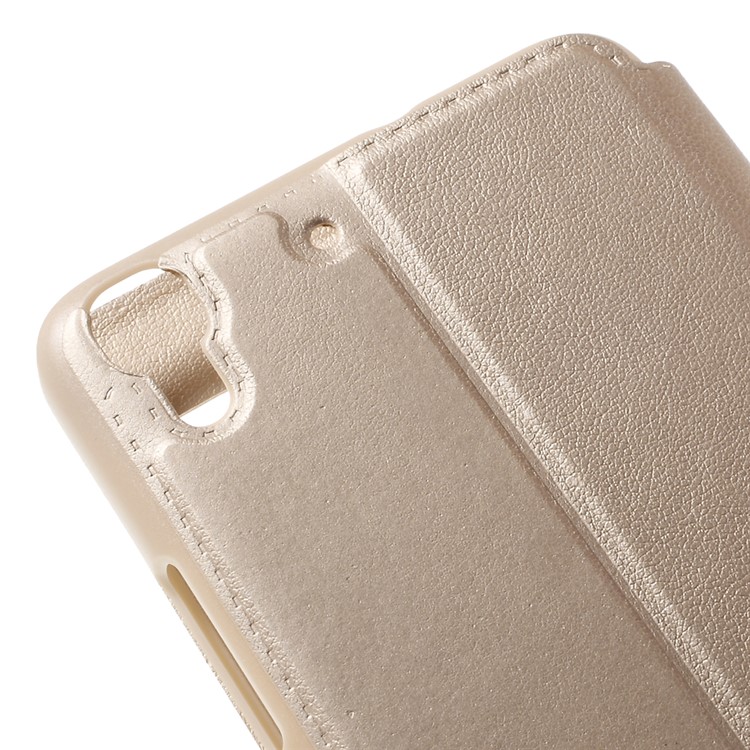 Window View Stand Leather Case for Huawei Honor 4A / Y6 - Champagne-8