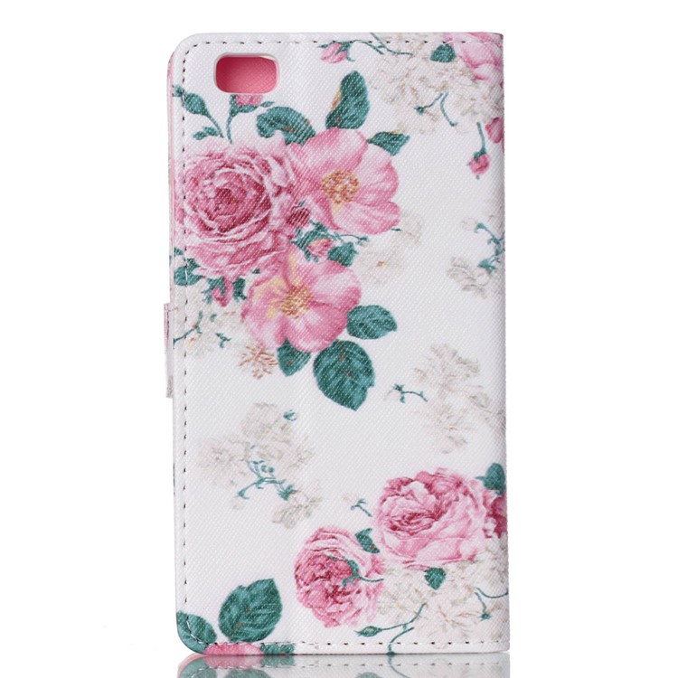 Magnetic Leather Flip Case for Huawei Ascend P8 Lite - Rosa Multiflora-2