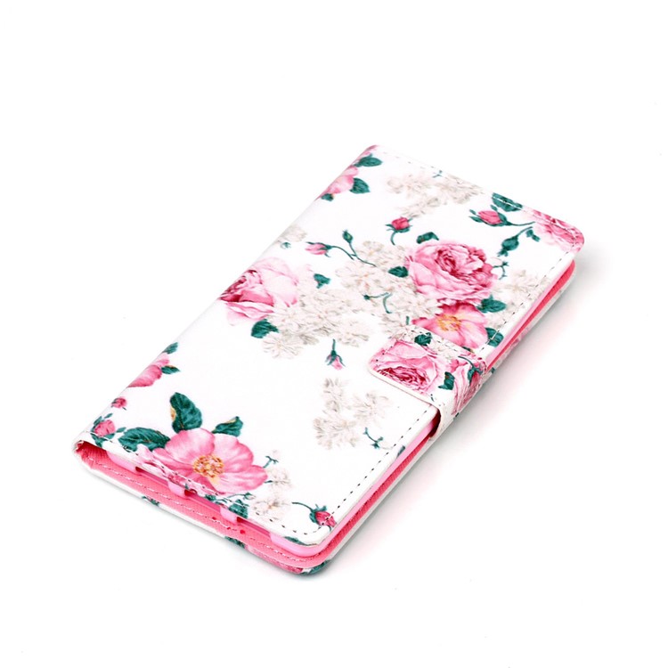 Magnetic Leather Flip Case for Huawei Ascend P8 Lite - Rosa Multiflora-3