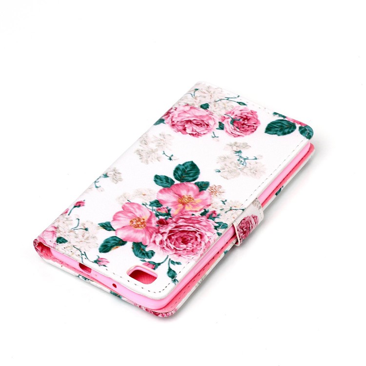 Magnetic Leather Flip Case for Huawei Ascend P8 Lite - Rosa Multiflora-4