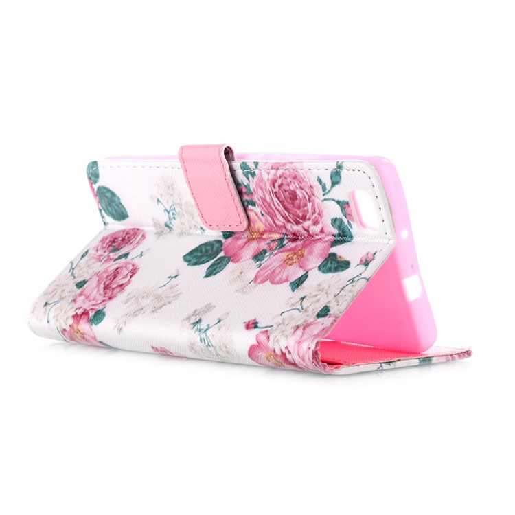 Magnetic Leather Flip Case for Huawei Ascend P8 Lite - Rosa Multiflora-5