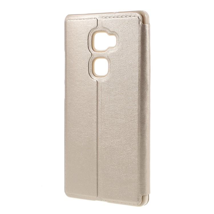 View Window Leather Stand Phone Case for Huawei Mate S - Champagne-2
