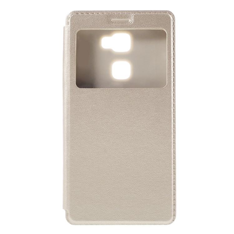 View Window Leather Stand Phone Case for Huawei Mate S - Champagne-3
