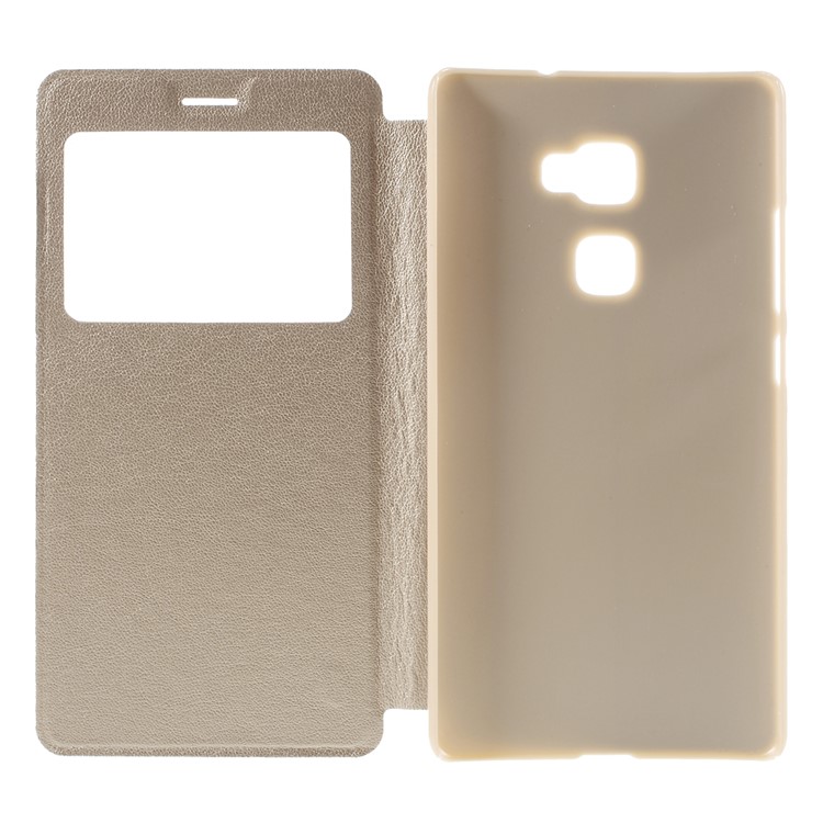 View Window Leather Stand Phone Case for Huawei Mate S - Champagne-6