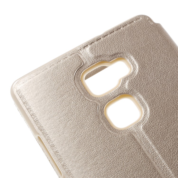 View Window Leather Stand Phone Case for Huawei Mate S - Champagne-8