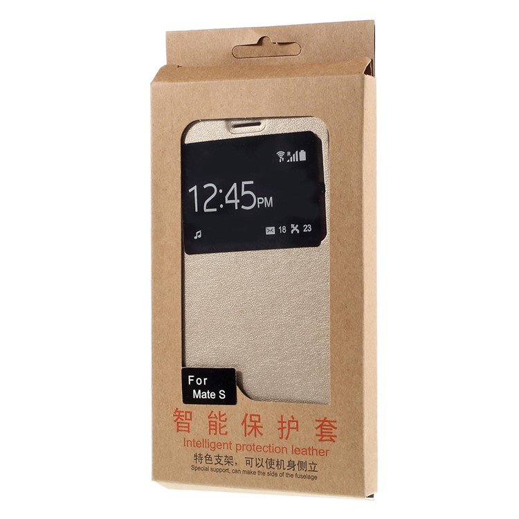 View Window Leather Stand Phone Case for Huawei Mate S - Champagne-9