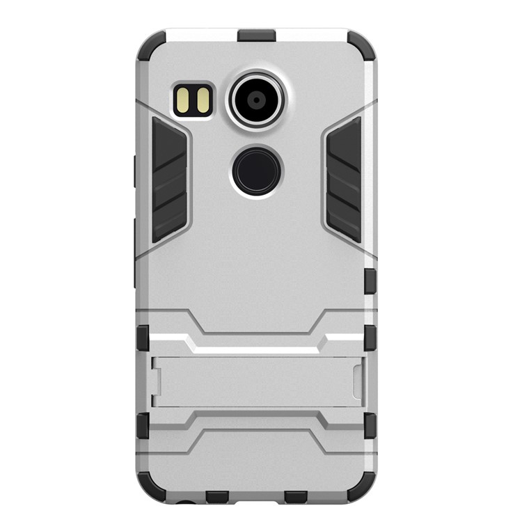 2 in 1 PC + TPU Shield Case with Kickstand for Google Nexus 5 (2015) - Silver-1