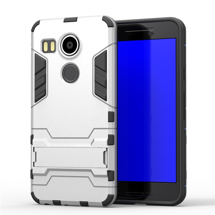 2 in 1 PC + TPU Shield Case with Kickstand for Google Nexus 5 (2015) - Silver-3