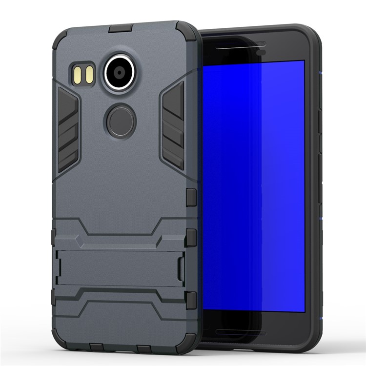 For Google Nexus 5 (2015) Hybrid PC + TPU Phone Case with Kickstand - Black Blue-3