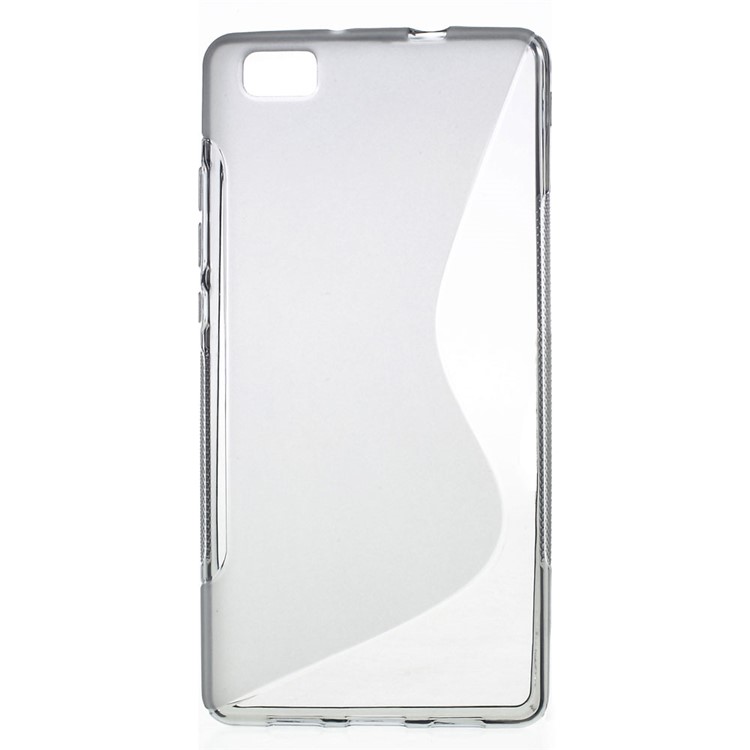 S Shape TPU Shell Case for Huawei Ascend P8 Lite - Grey-1