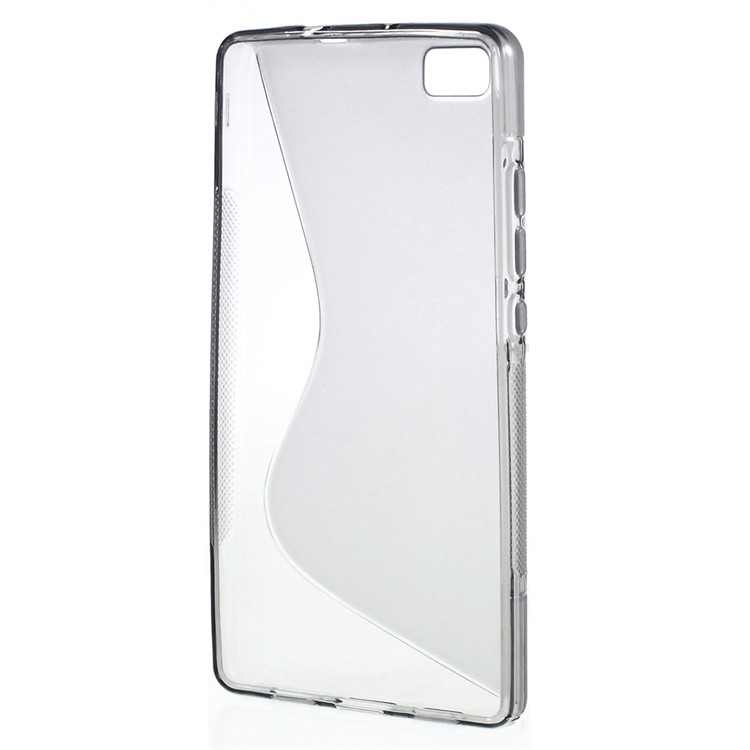 S Shape TPU Shell Case for Huawei Ascend P8 Lite - Grey-2