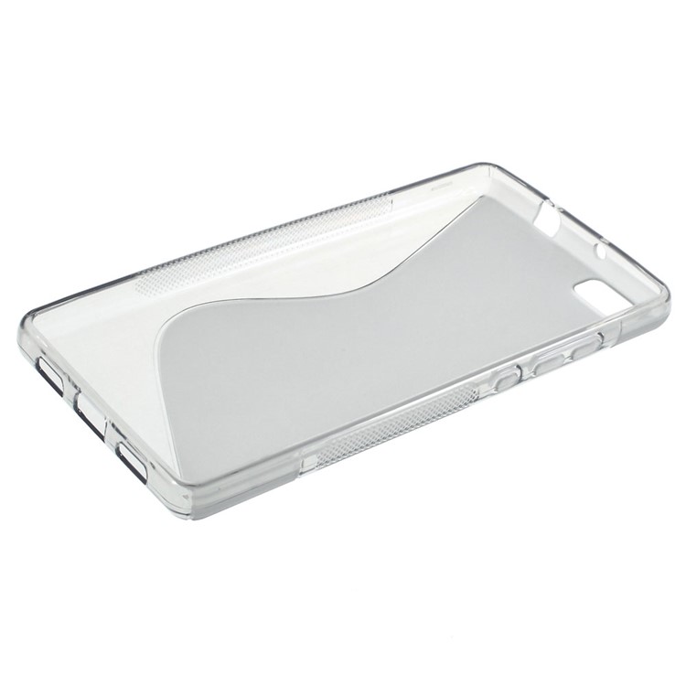 S Shape TPU Shell Case for Huawei Ascend P8 Lite - Grey-3