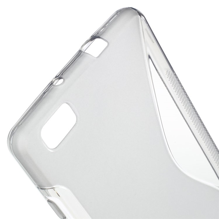 S Shape TPU Shell Case for Huawei Ascend P8 Lite - Grey-4