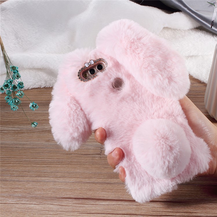 

Rabbit Shape Fluffy Fur Coated Rhinestone TPU Shell Case for Huawei Honor 7X - Pink, Huawei Honor 7X