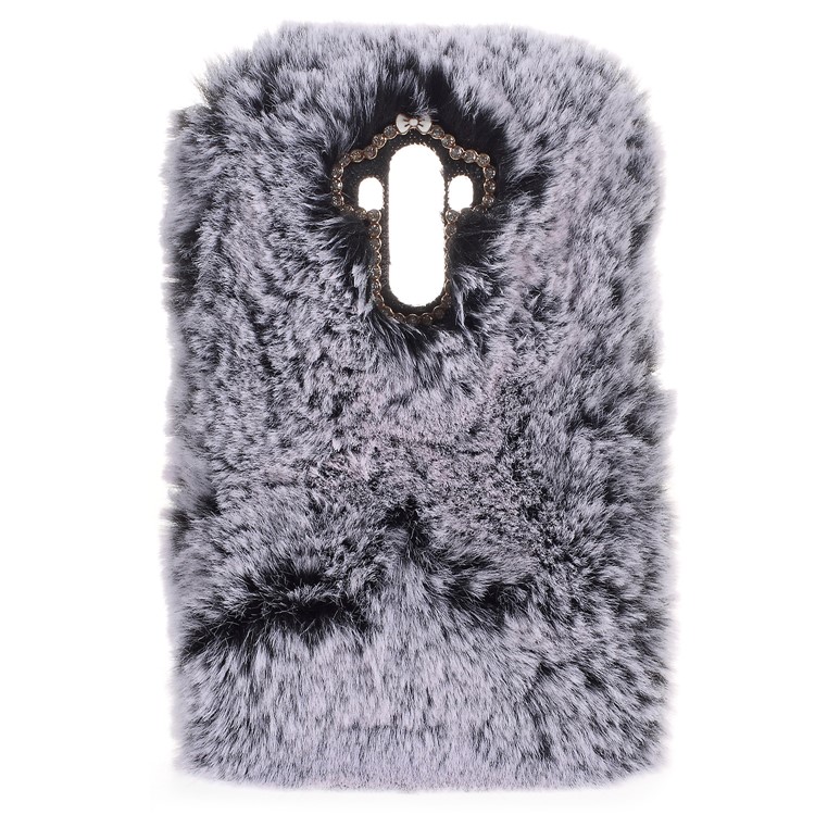 Soft Fur Coated Rhinestone TPU Case for Huawei Mate 9 - Grey-3