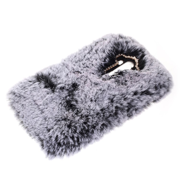 Soft Fur Coated Rhinestone TPU Case for Huawei Mate 9 - Grey-4