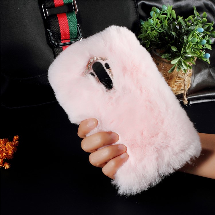 For Huawei Mate 9 Soft Fur Coated Rhinestone TPU Cover Case - Pink-1