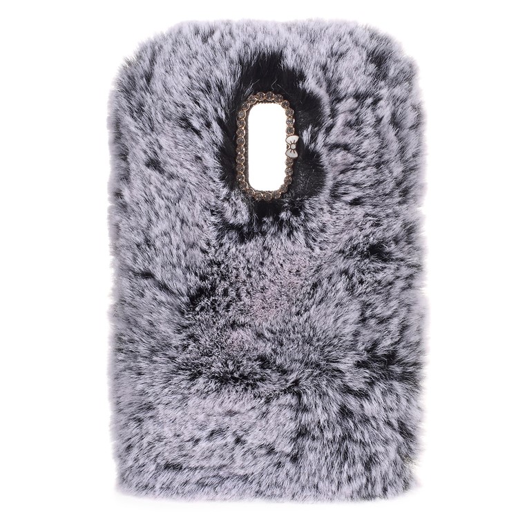 Soft Fur Coated Rhinestone TPU Case for Huawei Mate 9 Pro / Porsche Design - Grey-3
