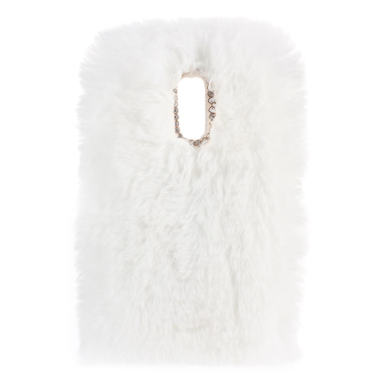 Soft Fur Coated Rhinestone TPU Mobile Case Accessory for Huawei Mate 9 Pro / Porsche Design - White-3