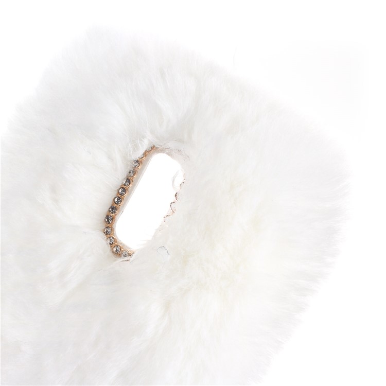 Soft Fur Coated Rhinestone TPU Mobile Case Accessory for Huawei Mate 9 Pro / Porsche Design - White-5