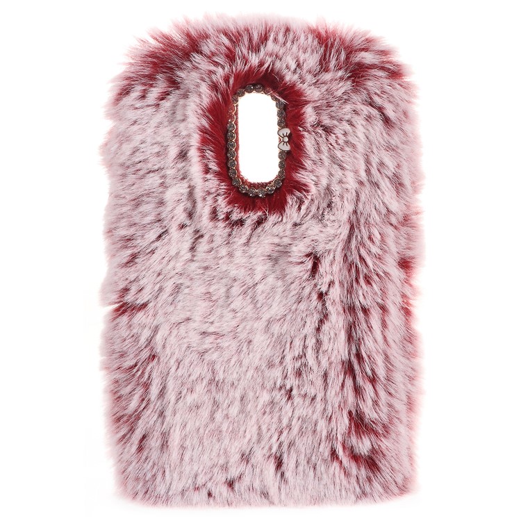 Soft Fur Coated Rhinestone TPU Casing Accessory for Huawei Mate 9 Pro / Porsche Design - Wine Red-3