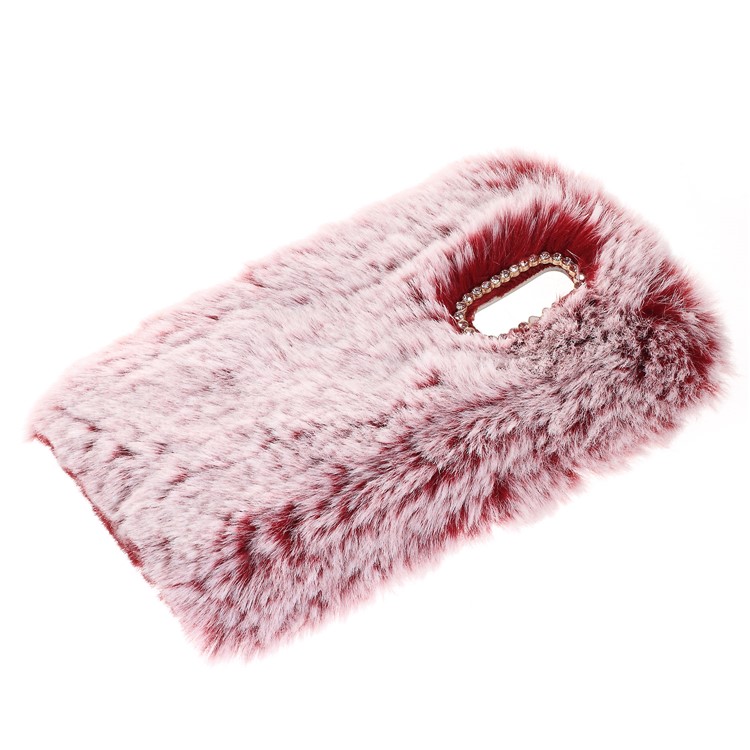 Soft Fur Coated Rhinestone TPU Casing Accessory for Huawei Mate 9 Pro / Porsche Design - Wine Red-4