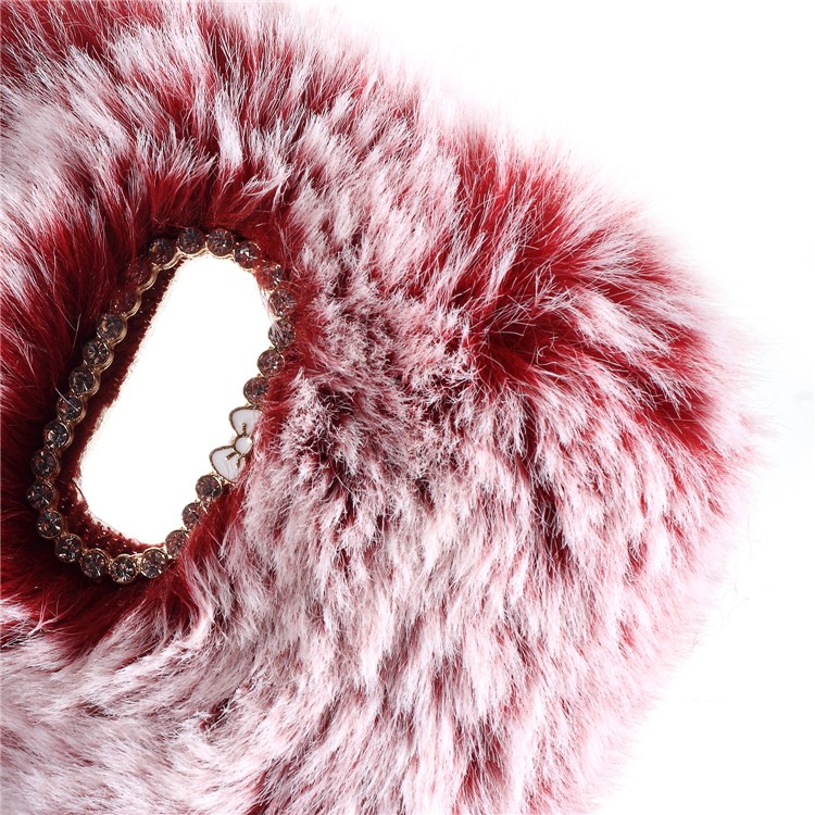 Soft Fur Coated Rhinestone TPU Casing Accessory for Huawei Mate 9 Pro / Porsche Design - Wine Red-5