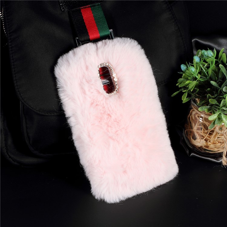 Soft Fur Coated Rhinestone TPU Protective Cover Case for Huawei Mate 9 Pro / Porsche Design - Pink-2