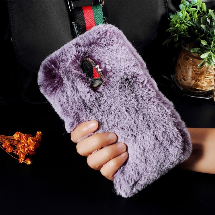 For Huawei Mate 9 Pro / Porsche Design Soft Fur Coated Rhinestone TPU Phone Protection Cover - Purple-1