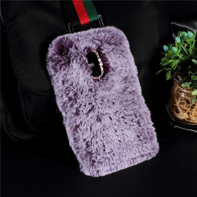 For Huawei Mate 9 Pro / Porsche Design Soft Fur Coated Rhinestone TPU Phone Protection Cover - Purple-2