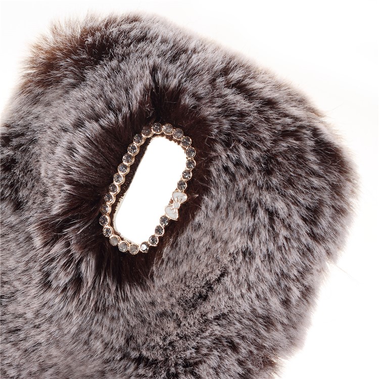 For Huawei Mate 9 Pro / Porsche Design Soft Fur Coated Rhinestone TPU Cellphone Cover Case - Coffee-5