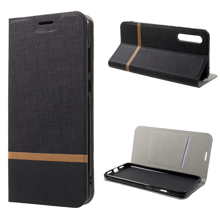 Cross Texture Leather Stand Case with Card Slot for Huawei P20 Pro Built-in Steel Sheet - Black-1