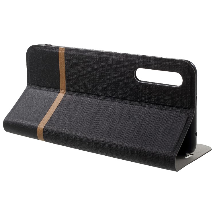 Cross Texture Leather Stand Case with Card Slot for Huawei P20 Pro Built-in Steel Sheet - Black-4