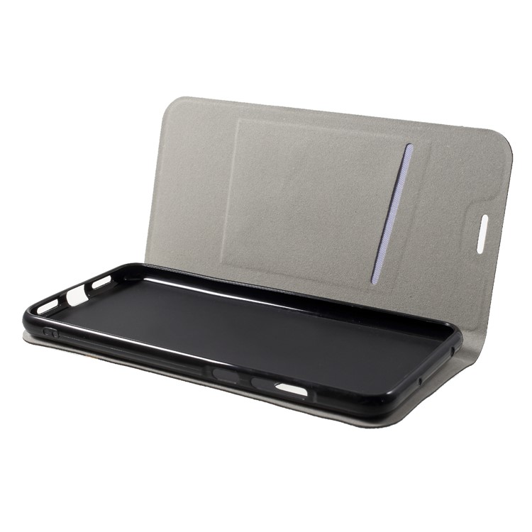 Cross Texture Leather Stand Case with Card Slot for Huawei P20 Pro Built-in Steel Sheet - Black-5