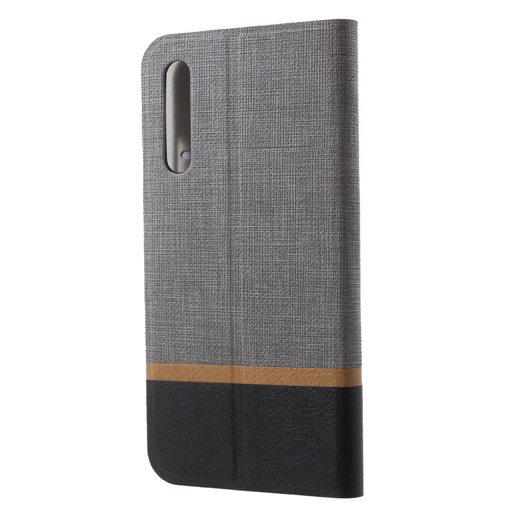 Cross Texture Leather Stand Cover Shell with Card Slot for Huawei P20 Pro Built-in Steel Sheet - Grey-2