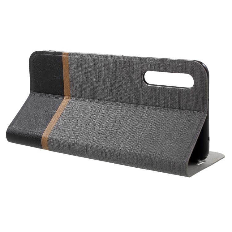 Cross Texture Leather Stand Cover Shell with Card Slot for Huawei P20 Pro Built-in Steel Sheet - Grey-4