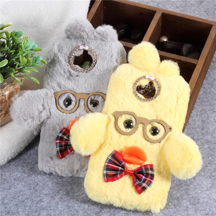 Adorable Duck Pattern Rhinestone Fur Coated TPU Cell Phone Case for Huawei Y6 (2017)/Y5 (2017) - Purple-3