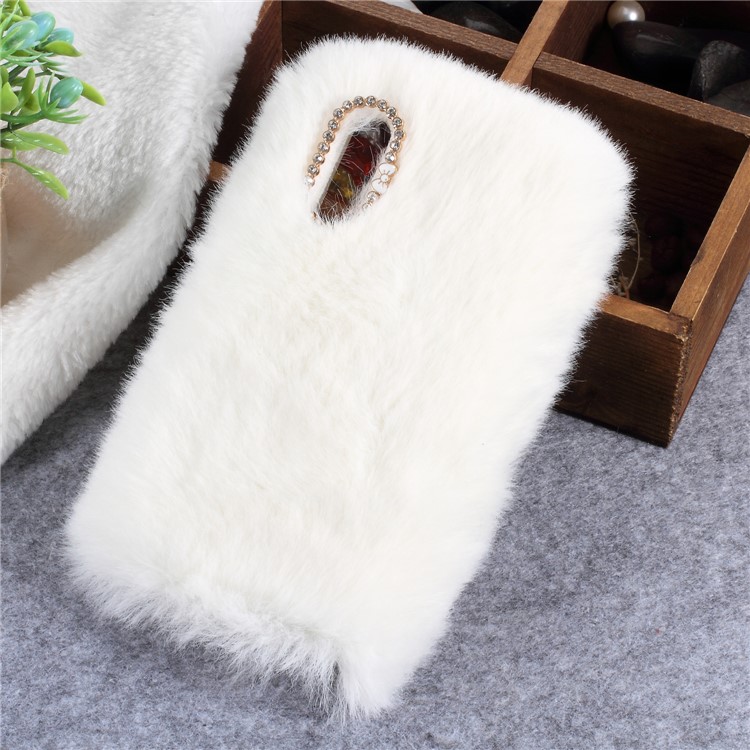 Soft Fur Coated TPU Back Mobile Phone Case for Huawei P20 - White-1