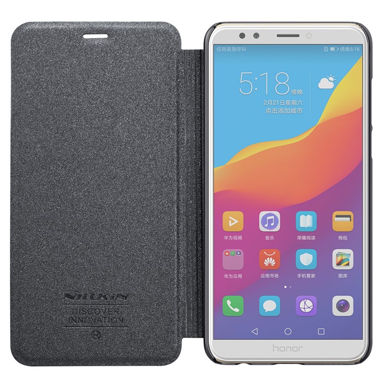 NILLKIN Sparkle Series for Huawei Honor 7C / Enjoy 8 /Y7 Prime (2018) PU Leather Mobile Flip Case - Black-6