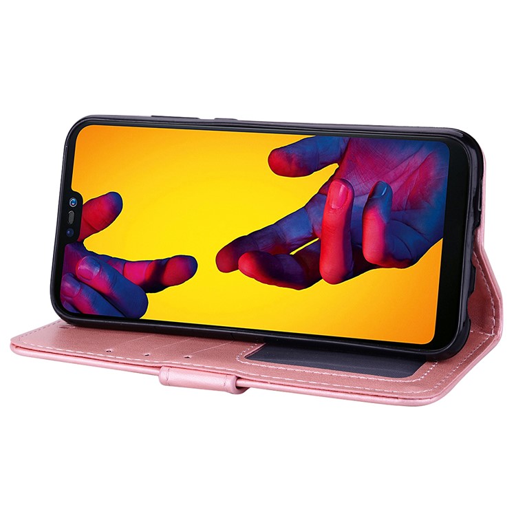 Flash Powder Unicorn Imprint Leather Wallet Stand Cellphone Cover for Huawei P20 Lite / Nova 3e - Pink-4