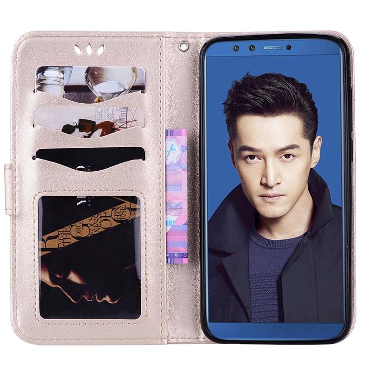 Flash Powder Unicorn Pattern Leather Wallet Case for Huawei Honor 9 Lite / Honor 9 Youth Edition - Gold-6