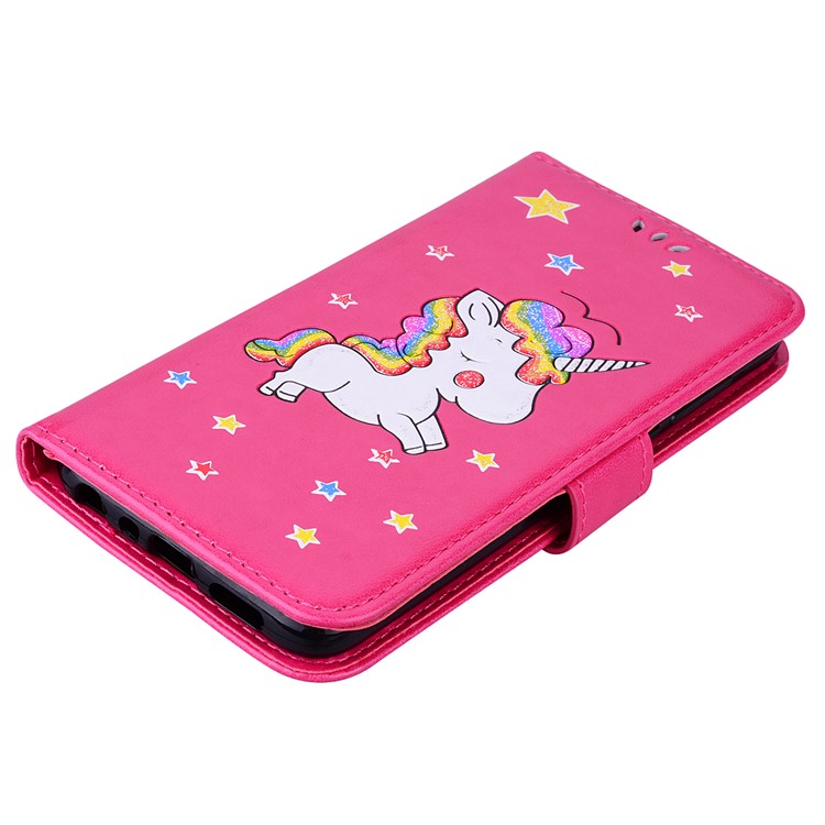 Flash Powder Unicorn Pattern Leather Wallet Casing for Huawei Honor 9 Lite / Honor 9 Youth Edition - Rose-3