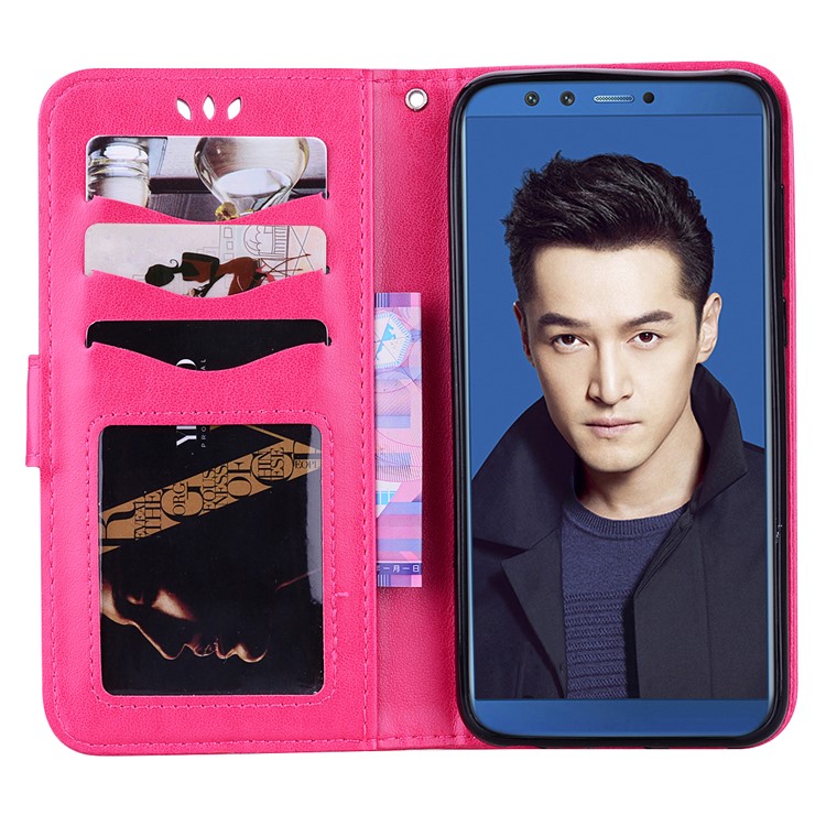 Flash Powder Unicorn Pattern Leather Wallet Casing for Huawei Honor 9 Lite / Honor 9 Youth Edition - Rose-5