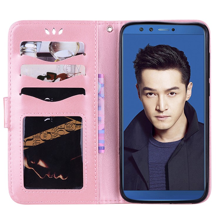 Flash Powder Unicorn Pattern Leather Stand Phone Case for Huawei Honor 9 Lite / Honor 9 Youth Edition - Rose Gold-5