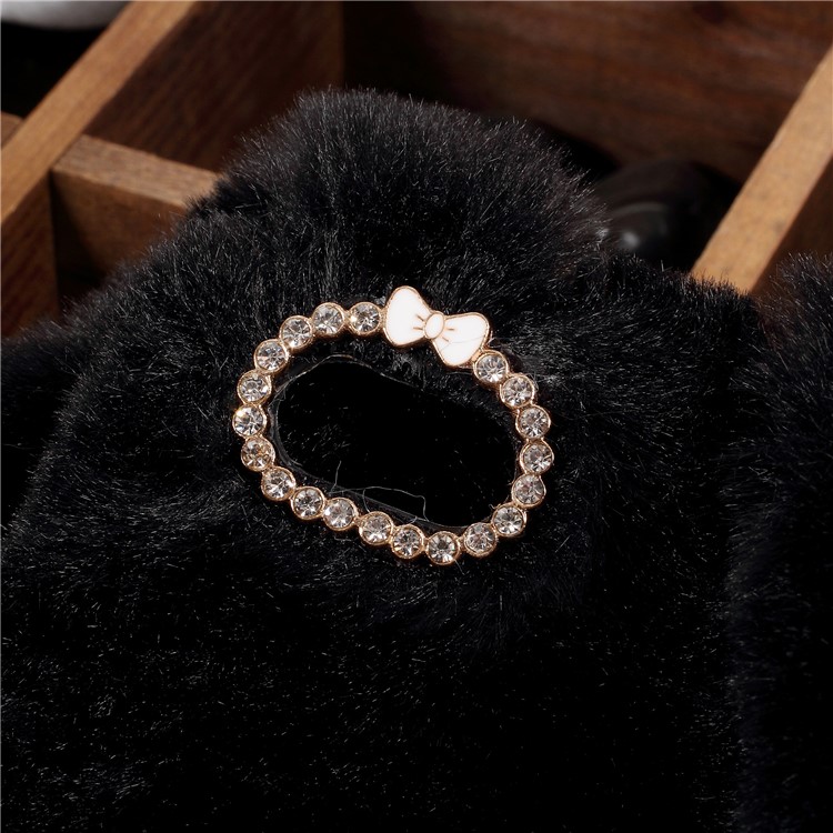 Black - Rabbit Shape Fluffy Fur Coated Rhinestone TPU Protective Mobile Phone Shell for Huawei Y5 (2018)-2